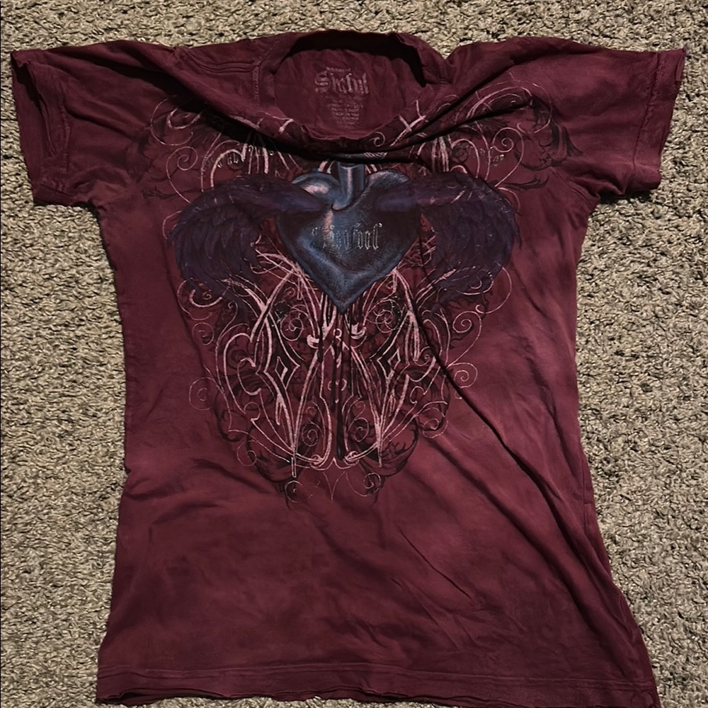 Sinful Red Graphic Fitted T-Shirt